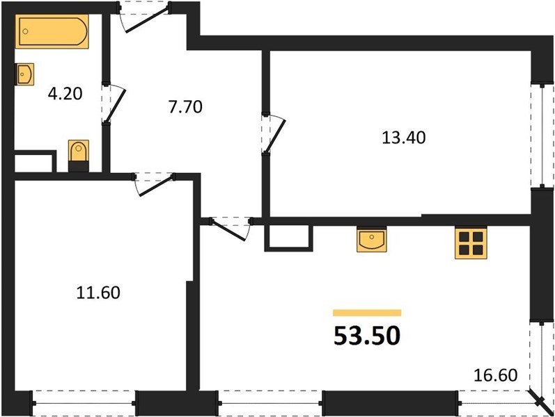 Фото №1: 2-комнатная квартира 53&nbsp;м², 14/16&nbsp;эт. - Краснодар, Прикубанский внутригородской округ, мкр. Догма Парк, ул. Марины Цветаевой, 35