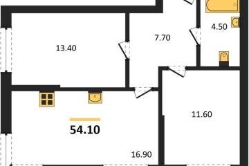 Фото №1: 2-комнатная квартира 54 м², 2/16 эт. - Краснодар, мкр. Догма Парк, ул. Марины Цветаевой, 36