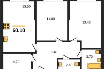 Фото №1: 2-комнатная квартира 60 м², 2/16 эт. - Краснодар, мкр. Догма Парк, ул. Марины Цветаевой, 36