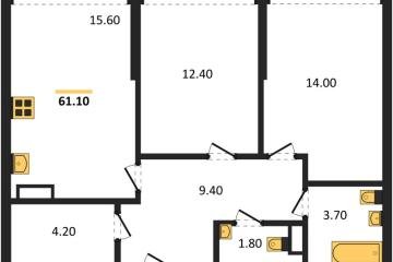 Фото №1: 2-комнатная квартира 59 м², 16/16 эт. - Краснодар, мкр. Догма Парк, ул. Марины Цветаевой, 36