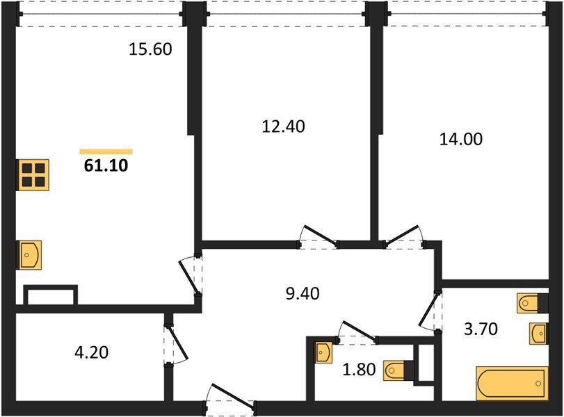 Фото №1: 2-комнатная квартира 59&nbsp;м², 16/16&nbsp;эт. - Краснодар, Прикубанский внутригородской округ, мкр. Догма Парк, ул. Марины Цветаевой, 36