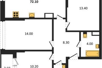 Фото №1: 3-комнатная квартира 69 м², 16/16 эт. - Краснодар, мкр. Догма Парк, ул. Марины Цветаевой, 36