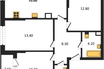 Фото №1: 3-комнатная квартира 69 м², 8/16 эт. - Краснодар, мкр. Догма Парк, ул. Марины Цветаевой, 36