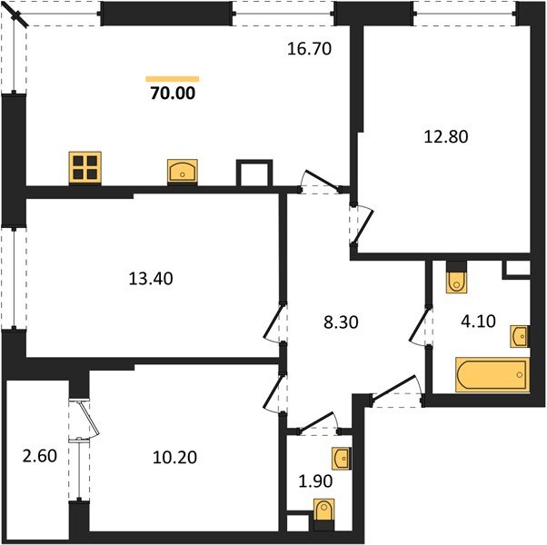 Фото №1: 3-комнатная квартира 69&nbsp;м², 8/16&nbsp;эт. - Краснодар, Прикубанский внутригородской округ, мкр. Догма Парк, ул. Марины Цветаевой, 36