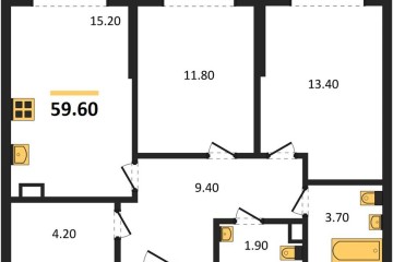 Фото №1: 2-комнатная квартира 59 м², 9/16 эт. - Краснодар, мкр. Догма Парк, ул. Марины Цветаевой, 36