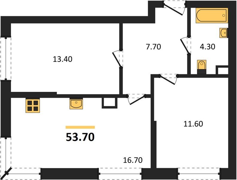 Фото №1: 2-комнатная квартира 53&nbsp;м², 3/16&nbsp;эт. - Краснодар, Прикубанский внутригородской округ, мкр. Догма Парк, ул. Марины Цветаевой, 36