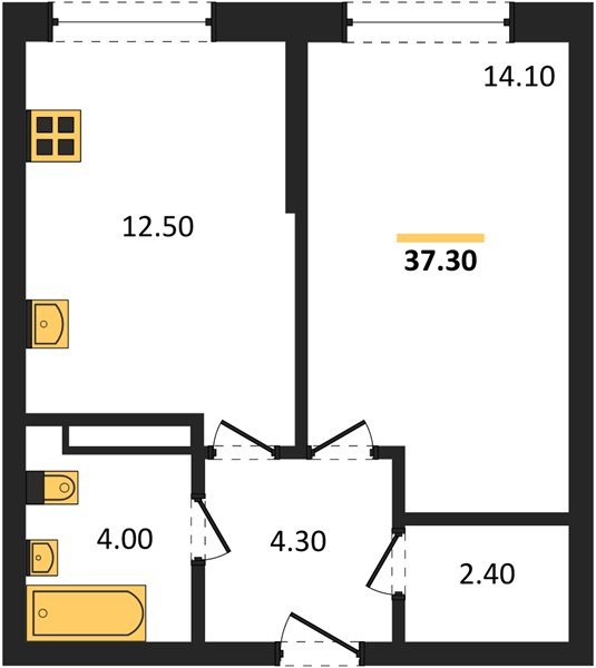 Фото №1: 1-комнатная квартира 37&nbsp;м², 13/16&nbsp;эт. - Краснодар, Прикубанский внутригородской округ, мкр. Догма Парк, ул. Марины Цветаевой, 36