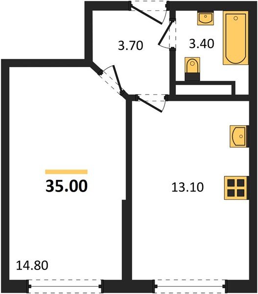 Фото №1: 1-комнатная квартира 35&nbsp;м², 13/16&nbsp;эт. - Краснодар, Прикубанский внутригородской округ, мкр. Догма Парк, ул. Марины Цветаевой, 36