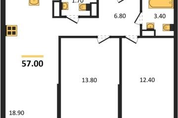Фото №1: 2-комнатная квартира 57 м², 13/16 эт. - Краснодар, мкр. Догма Парк, ул. Марины Цветаевой, 36