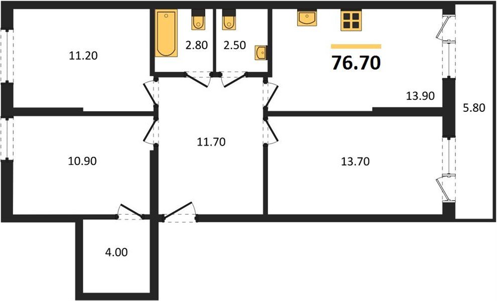 Фото №1: 3-комнатная квартира 76&nbsp;м², 2/16&nbsp;эт. - Краснодар, Прикубанский внутригородской округ, мкр. Догма Парк, ул. Марины Цветаевой, 36