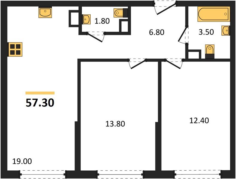 Фото №1: 2-комнатная квартира 57&nbsp;м², 8/16&nbsp;эт. - Краснодар, Прикубанский внутригородской округ, мкр. Догма Парк, ул. Марины Цветаевой, 36