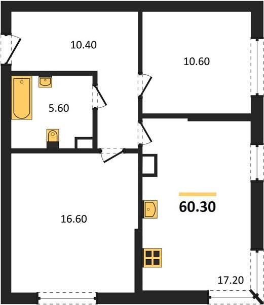 Фото №1: 2-комнатная квартира 60&nbsp;м², 4/16&nbsp;эт. - Краснодар, Прикубанский внутригородской округ, мкр. Догма Парк, ул. Марины Цветаевой, 36