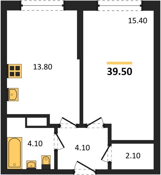 Фото №1: 1-комнатная квартира 39&nbsp;м², 4/16&nbsp;эт. - Краснодар, Прикубанский внутригородской округ, мкр. Догма Парк, ул. Марины Цветаевой, 36