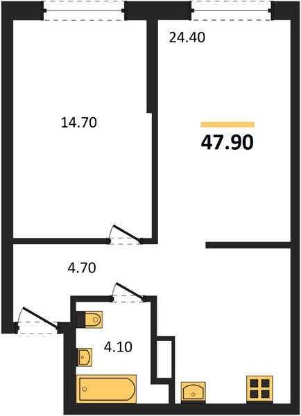 Фото №1: 1-комнатная квартира 47&nbsp;м², 5/16&nbsp;эт. - Краснодар, Прикубанский внутригородской округ, мкр. Догма Парк, ул. Марины Цветаевой, 36