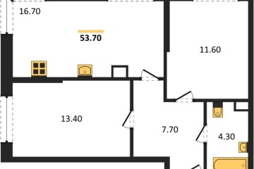 Фото №1: 2-комнатная квартира 53 м², 8/16 эт. - Краснодар, мкр. Догма Парк, ул. Марины Цветаевой, 36