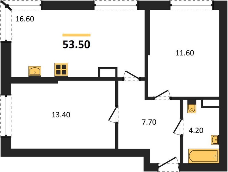 Фото №1: 2-комнатная квартира 53&nbsp;м², 11/16&nbsp;эт. - Краснодар, Прикубанский внутригородской округ, мкр. Догма Парк, ул. Марины Цветаевой, 36