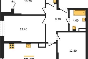 Фото №1: 3-комнатная квартира 69 м², 12/16 эт. - Краснодар, мкр. Догма Парк, ул. Марины Цветаевой, 36