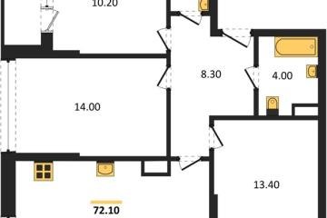 Фото №1: 3-комнатная квартира 69 м², 16/16 эт. - Краснодар, мкр. Догма Парк, ул. Марины Цветаевой, 36