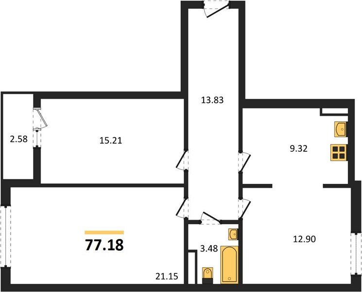 Фото №1: 3-комнатная квартира 77&nbsp;м², 4/8&nbsp;эт. - Берёзовый, Прикубанский внутригородской округ, мкр. жилой комплекс Молодёжный-2, ул. имени Профессора Малигонова, 42/2к1