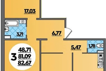 Фото №1: 3-комнатная квартира 82 м², 2/16 эт. - Краснодар, мкр. жилой комплекс Квартал № 6,