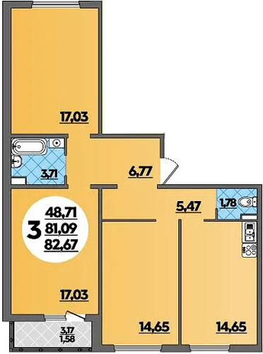 Фото №1: 3-комнатная квартира 82&nbsp;м², 2/16&nbsp;эт. - Краснодар, Прикубанский внутригородской округ, Восточный, мкр. жилой комплекс Квартал № 6
