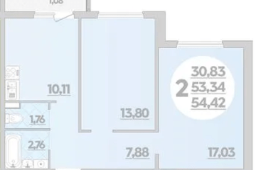 Фото №1: 2-комнатная квартира 54 м², 2/16 эт. - Краснодар, мкр. жилой комплекс Квартал № 6,