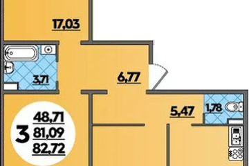 Фото №1: 3-комнатная квартира 82 м², 2/16 эт. - Краснодар, мкр. жилой комплекс Квартал № 6,