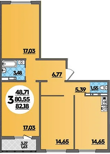 Фото №1: 3-комнатная квартира 82&nbsp;м², 3/16&nbsp;эт. - Краснодар, Прикубанский внутригородской округ, Восточный, мкр. жилой комплекс Квартал № 6