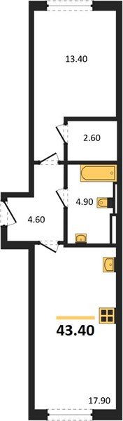 Фото №1: 1-комнатная квартира 43&nbsp;м², 2/18&nbsp;эт. - Краснодар, Прикубанский внутригородской округ, мкр. квартал Самолёт 7