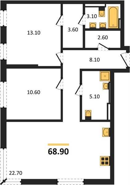 Фото №1: 2-комнатная квартира 68&nbsp;м², 2/18&nbsp;эт. - Краснодар, Прикубанский внутригородской округ, мкр. квартал Самолёт 7