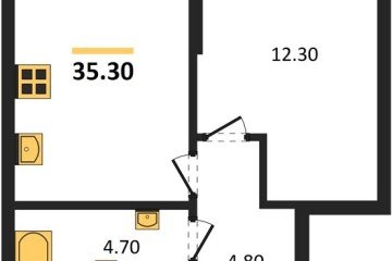 Фото №1: 1-комнатная квартира 35 м², 8/18 эт. - Краснодар, мкр. квартал Самолёт 7,