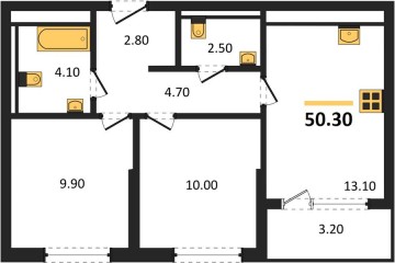 Фото №1: 2-комнатная квартира 50 м², 12/18 эт. - Краснодар, мкр. квартал Самолёт 7,