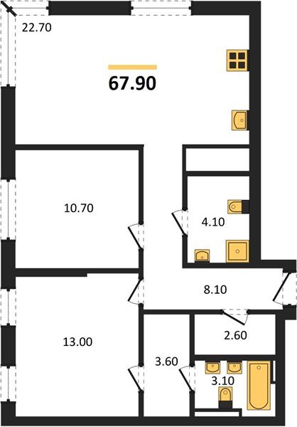 Фото №1: 2-комнатная квартира 67&nbsp;м², 16/18&nbsp;эт. - Краснодар, Прикубанский внутригородской округ, мкр. квартал Самолёт 7