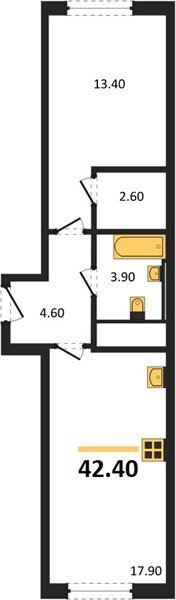 Фото №1: 1-комнатная квартира 42&nbsp;м², 8/18&nbsp;эт. - Краснодар, Прикубанский внутригородской округ, мкр. квартал Самолёт 7