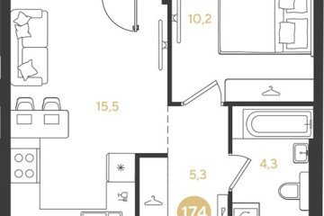 Фото №1: 1-комнатная квартира 38 м², 2/18 эт. - Краснодар, мкр. квартал Самолёт 7,