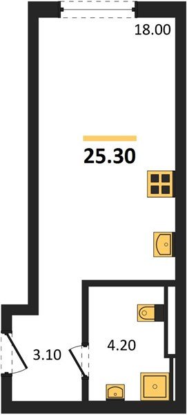 Фото №1: Студия 25&nbsp;м², 2/18&nbsp;эт. - Краснодар, Прикубанский внутригородской округ, мкр. квартал Самолёт 7