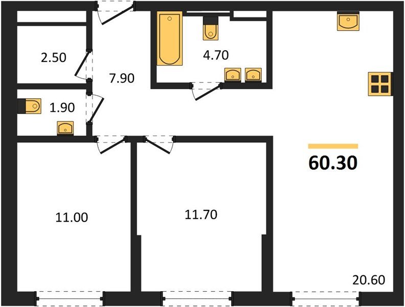 Фото №1: 2-комнатная квартира 60&nbsp;м², 2/18&nbsp;эт. - Краснодар, Прикубанский внутригородской округ, мкр. квартал Самолёт 7