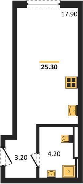 Фото №1: Студия 25&nbsp;м², 2/18&nbsp;эт. - Краснодар, Прикубанский внутригородской округ, мкр. квартал Самолёт 7