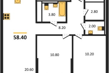 Фото №1: 2-комнатная квартира 58 м², 9/18 эт. - Краснодар, мкр. квартал Самолёт 7,
