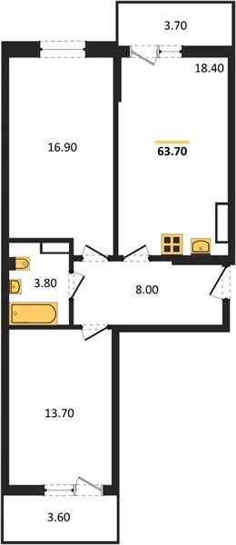 Фото №1: 2-комнатная квартира 63&nbsp;м², 2/9&nbsp;эт. - Краснодар, мкр. Прикубанский внутригородской округ
