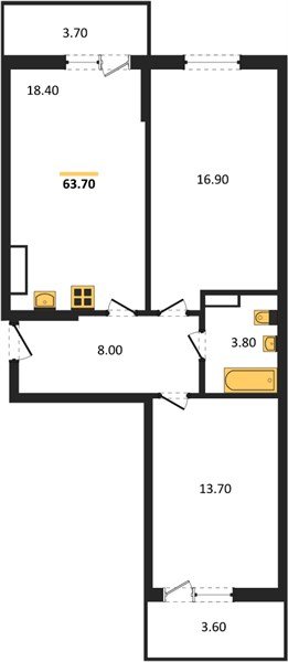 Фото №1: 2-комнатная квартира 63&nbsp;м², 2/9&nbsp;эт. - Краснодар, мкр. Прикубанский внутригородской округ