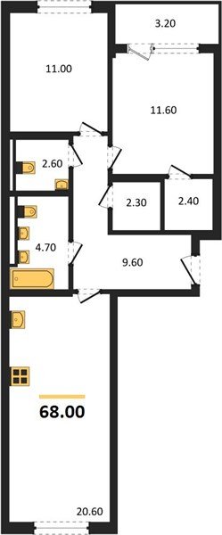 Фото №1: 2-комнатная квартира 68&nbsp;м², 2/18&nbsp;эт. - Краснодар, Прикубанский внутригородской округ, мкр. квартал Самолёт 7