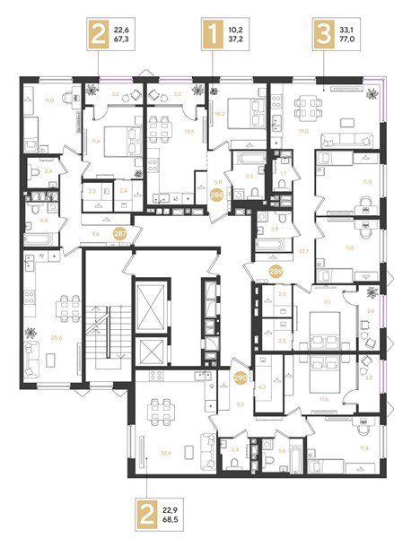 Фото №8: 2-комнатная квартира 67&nbsp;м², 4/18&nbsp;эт. - Краснодар, Прикубанский внутригородской округ, мкр. квартал Самолёт 7