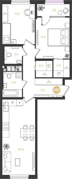 Фото №1: 2-комнатная квартира 67&nbsp;м², 4/18&nbsp;эт. - Краснодар, Прикубанский внутригородской округ, мкр. квартал Самолёт 7