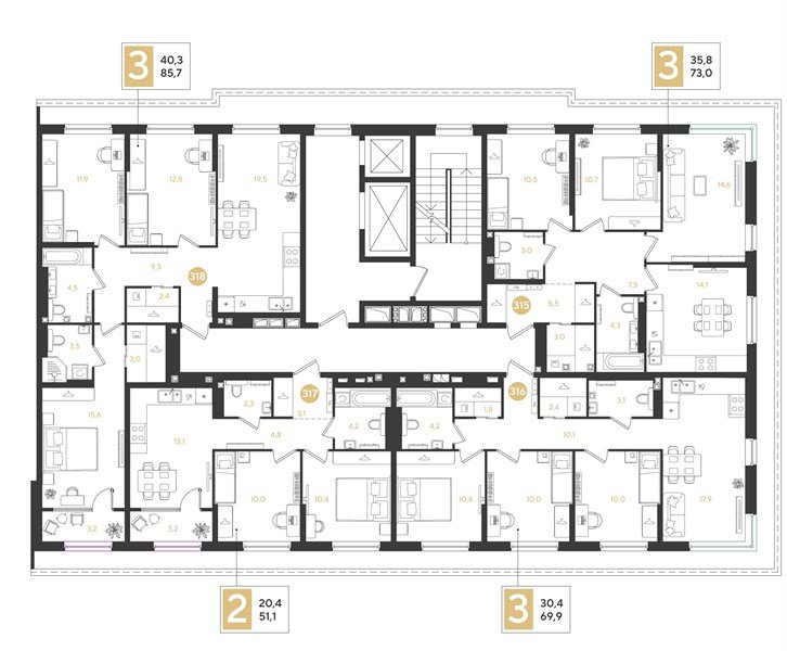 Фото №8: 3-комнатная квартира 73&nbsp;м², 2/18&nbsp;эт. - Краснодар, Прикубанский внутригородской округ, мкр. квартал Самолёт 7