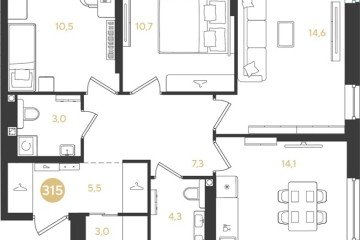 Фото №1: 3-комнатная квартира 73&nbsp;м², 2/18&nbsp;эт. - Краснодар, мкр. квартал Самолёт 7, 
