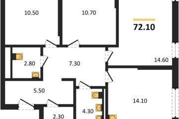 Фото №1: 3-комнатная квартира 72 м², 8/18 эт. - Краснодар, мкр. квартал Самолёт 7,