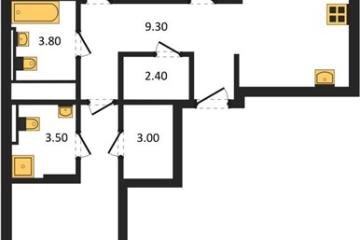 Фото №1: 3-комнатная квартира 85 м², 9/18 эт. - Краснодар, мкр. квартал Самолёт 7,