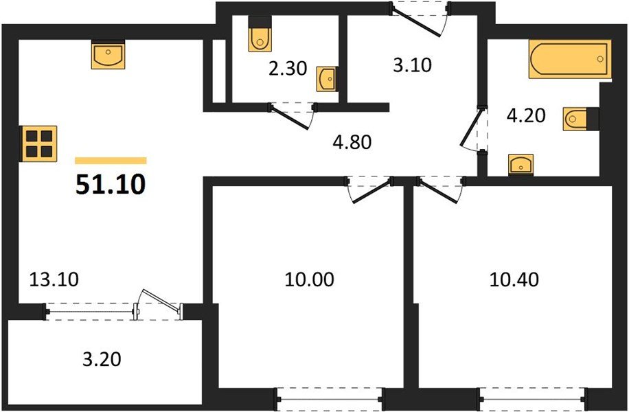 Фото №1: 2-комнатная квартира 51&nbsp;м², 6/18&nbsp;эт. - Краснодар, Прикубанский внутригородской округ, мкр. квартал Самолёт 7