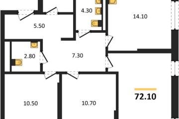 Фото №1: 3-комнатная квартира 72 м², 6/18 эт. - Краснодар, мкр. квартал Самолёт 7,